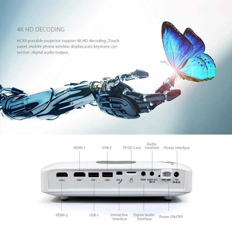 Nierbo Полный 3d интерактивные Портативный проектор 4 К школы Android WiFi офиса