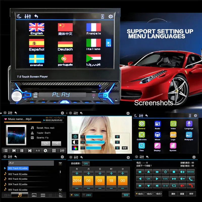 Купить 7 дюймов 1 Дин выдвижной датчик экран и DVD-плеер с Bluetooth FM ...