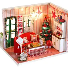 CF04 DIY деревянные елочные дом Миниатюрный 3D миниатюрный кукольный домик игрушечная мебель дома куклы для Рождественская модель игрушка в подарок