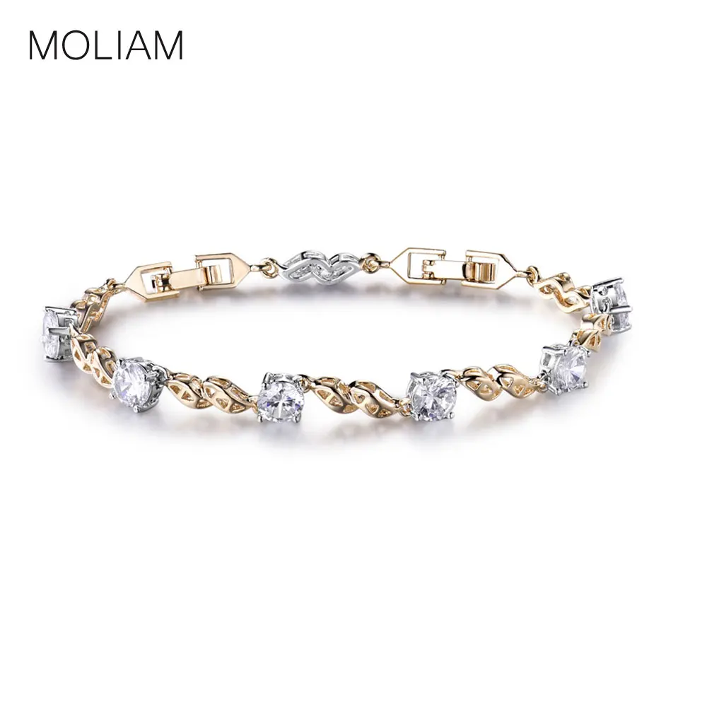 

MOLIAM Fashion Simple Designer Bracelets Women Austrian Crystal Zircon Hand Chain Bangles MLL168