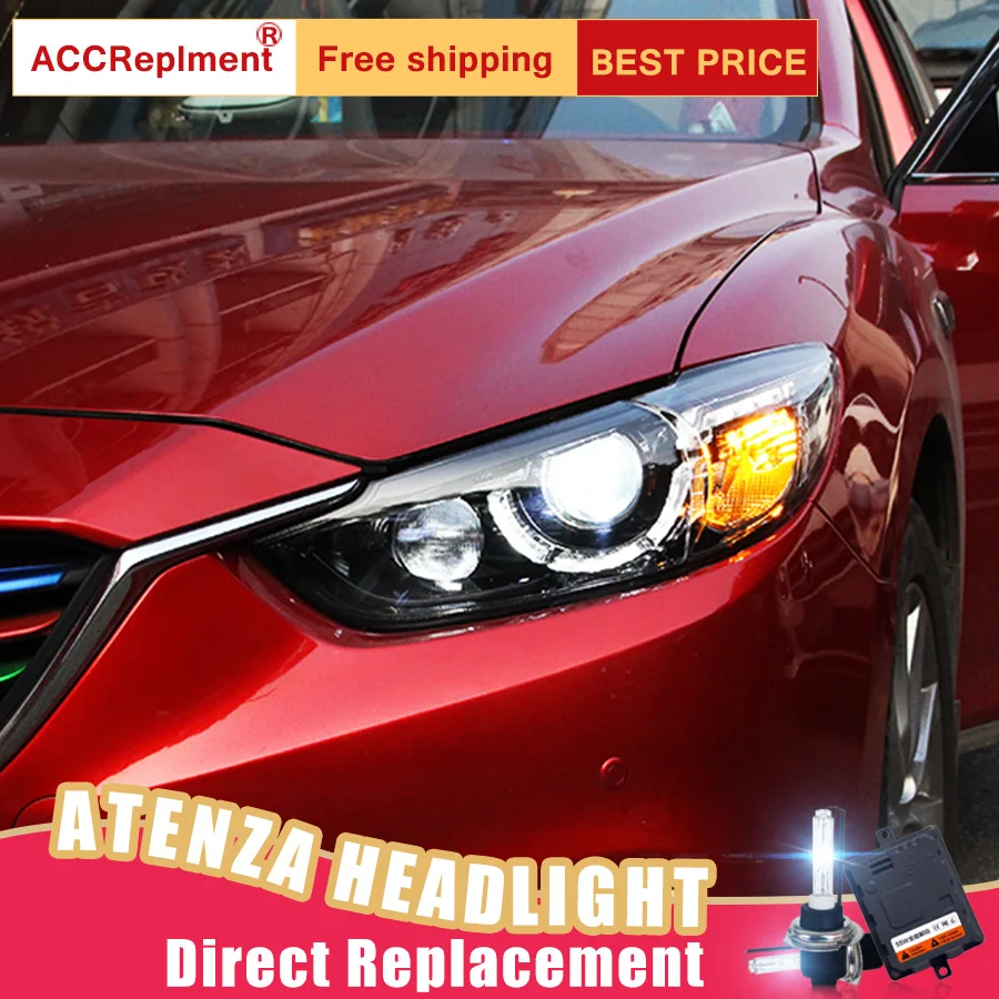 2 шт. светодиодный фары для Mazda 6- светодиодный Автомобильные фары ангельские глазки комплект ксеноновых фар, Высокопрочная конструкция протовотуманная подсветка Габаритные огни