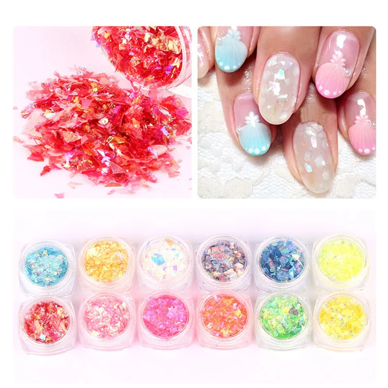 

Candy Glass Paper Nail Flakies 7g Holographic Irregular Colorful Sequins Paillette Manicure Nail Art Decoration for Christmas