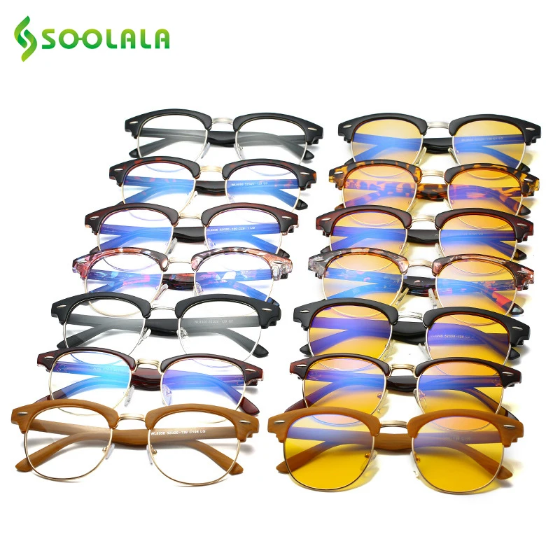 SOOLALA Anti Blue Ray Glasses Computer Protection Glasses Semi Rimless Blue Light Blocking Lenses Optical Frame Prescription SOOLALA Anti Blue Ray Glasses Computer Protection Glasses Semi Rimless Blue Light Blocking Lenses Optical Frame Prescription