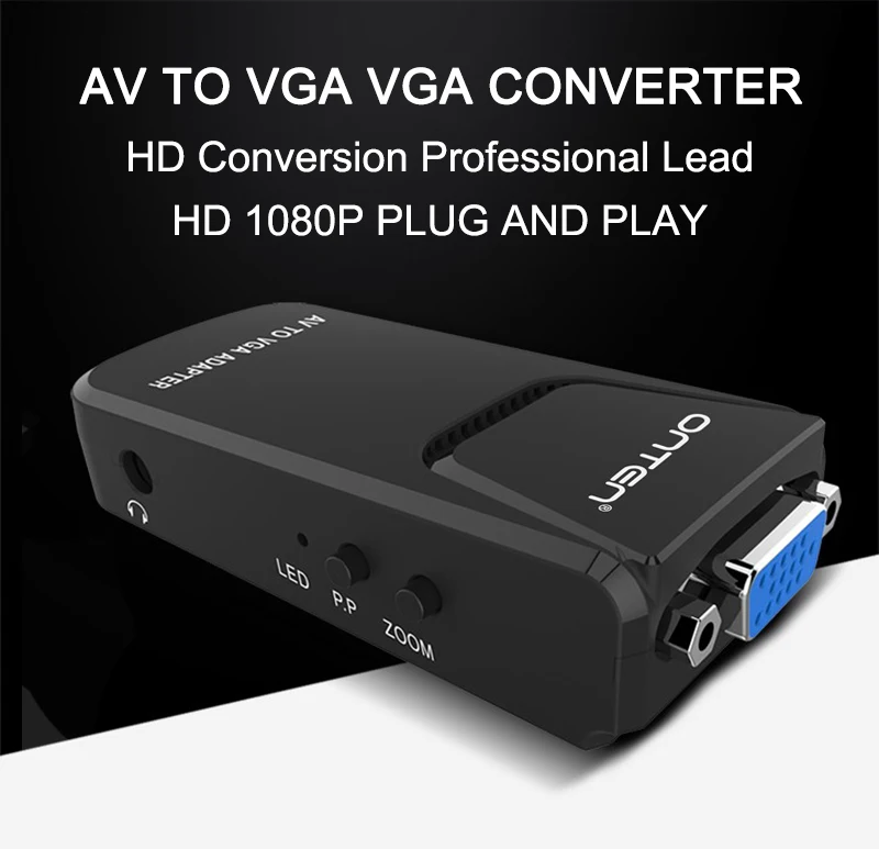RCA composite AV to VGA video converter Adapter for DVD/VCD/cam/set