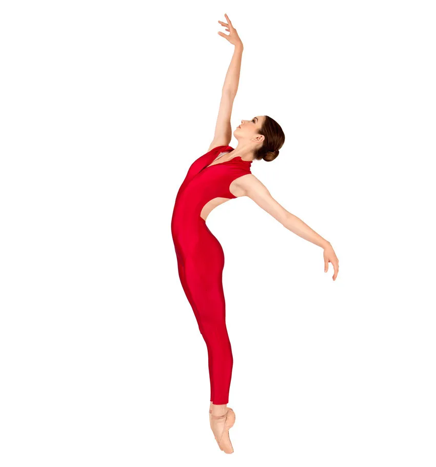 

Speerise Sexy Backless Unitard Lycra Spandex Turtleneck Sleeveless Bodysuit Gymnastics Black Adult Catsuit Dance costumes
