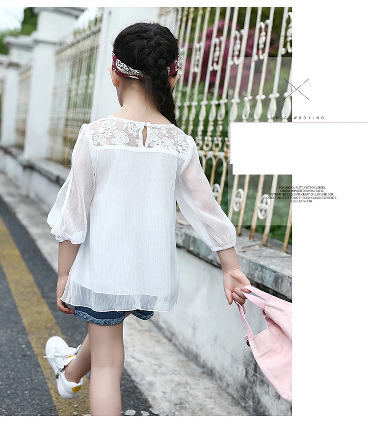 Children's T-shirt Girls Baby Summer Cute style Beautiful girl chiffon Printed loose T-shirt top for angel kids clothes (2)