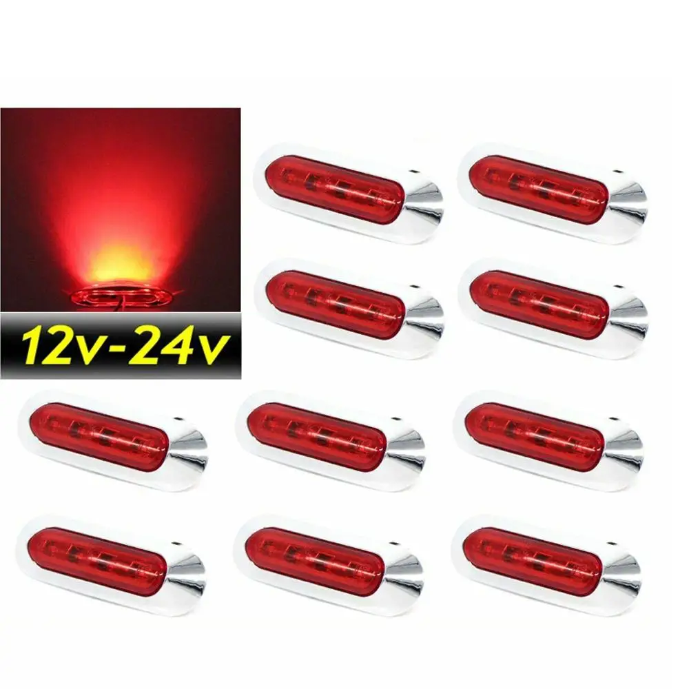 

Krator 10PCS 12V 24V 4 SMD Red Side LED Marker Tail Light Truck Trailer Boat Waterproof