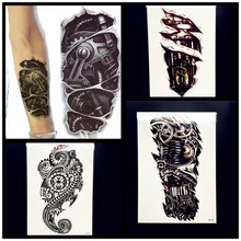 Cool Robot Arm Large Temporary Tattoo Men Body ARt Mechanical Patten Fake Tattoo Stickers 21x15CM Waterproof Tatoo Sex Women