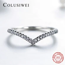 COLUSIWEI, 3 стиля, настоящее 925 пробы, серебряное, простое, модное, геометрическое кольцо, Штабелируемый палец, прозрачное, свадебное ювелирное изделие для женщин, кольца