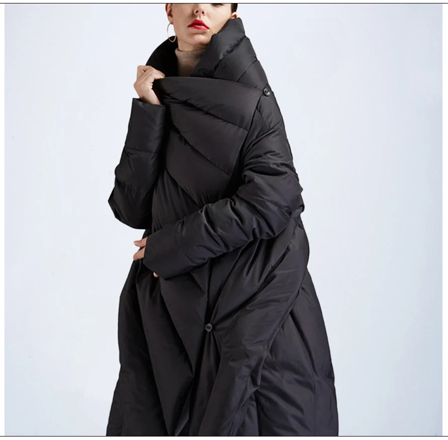 UGREVZ Новинка Весна Зима V-воротник длинный рукав черный свободный большой размер нестандартный сплошной цвет пальто Женская куртка Мода