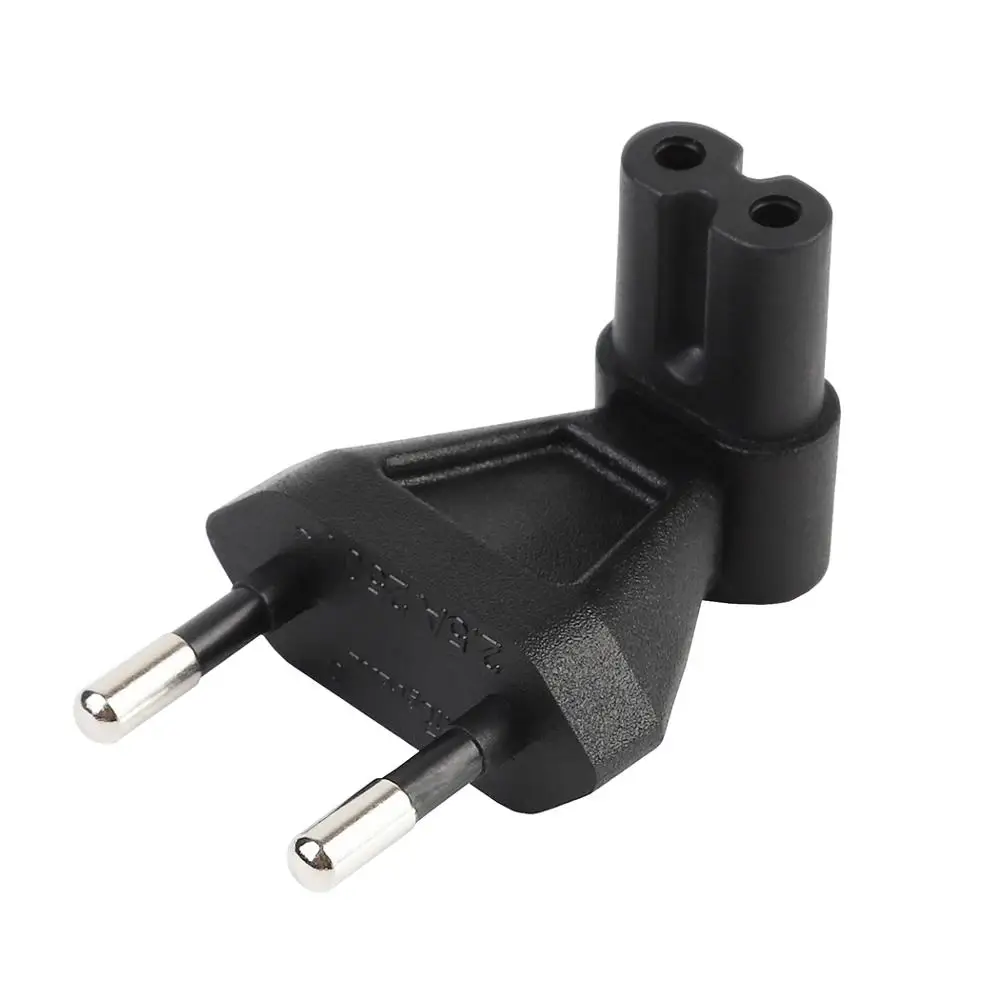 Европейский 2 Pin IEC 320 C7 с поворотом на 90 градусов адаптер переменного тока, переменного тока, соответствующее стандарту ЕС штекер, ЕС IEC320 C7 конверсионная вилка