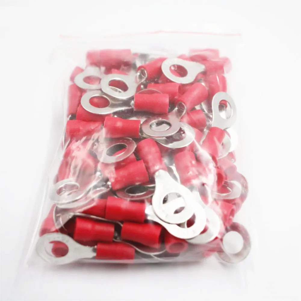 RV1.25-6 Красный 22-16 AWG 0 5-1.5mm2 изоляцим кольцом терминал соединительный кабель с