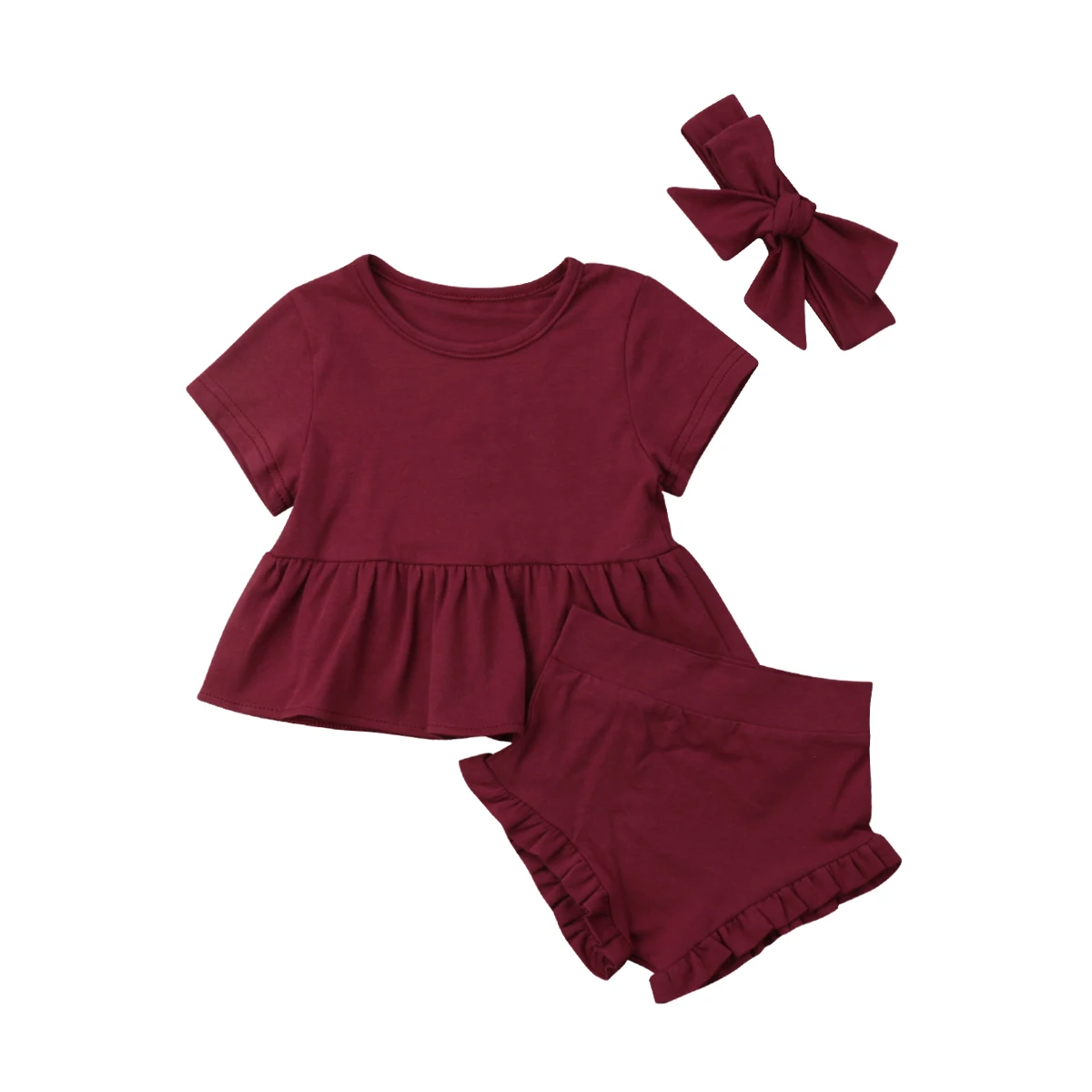 Комплект из 3 шт./компл., одежда для маленьких мальчиков и девочек, Повседневное платье для малышей+ короткие штаны+ повязка на голову+ шорты, Одежда для младенцев, летняя одежда для новорожденных