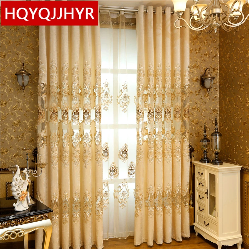 

Custom Made European Royal Luxury embroidered Curtains For Living Room/ Bedroom Embroidered Voile Curtains Window Blinds Drapes