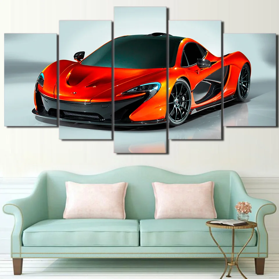 5 Pieces Wall Art Pictures Mclaren Concept Sports Car Painting Home Decor Frame For Living Room