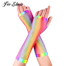 1 пара Красочные Ретро стиль женские нейлоновые эластичные сетчатые без пальцев перчатки для 80 s тематические принадлежности для праздника и костюма аксессуары