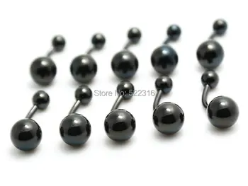 

50pcs mix color lots stainless steel plain ball belly ring anodized black color navel bar button ring body piercing jewelry