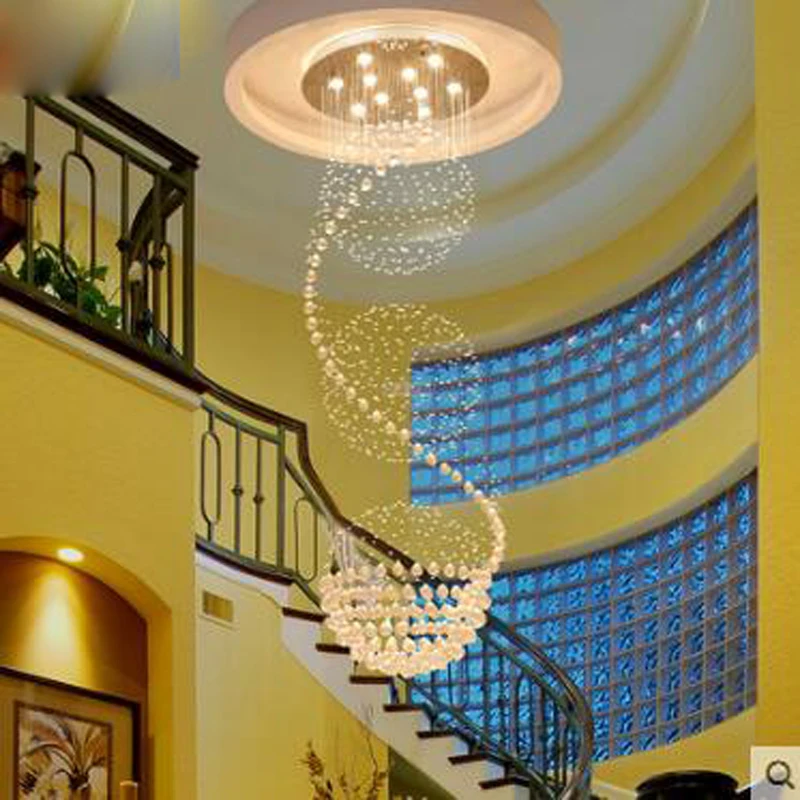 

Crystal chandelier living room atmosphere round Villa penthouse staircase chandelier led lighting fixture led lamp crystal lamp