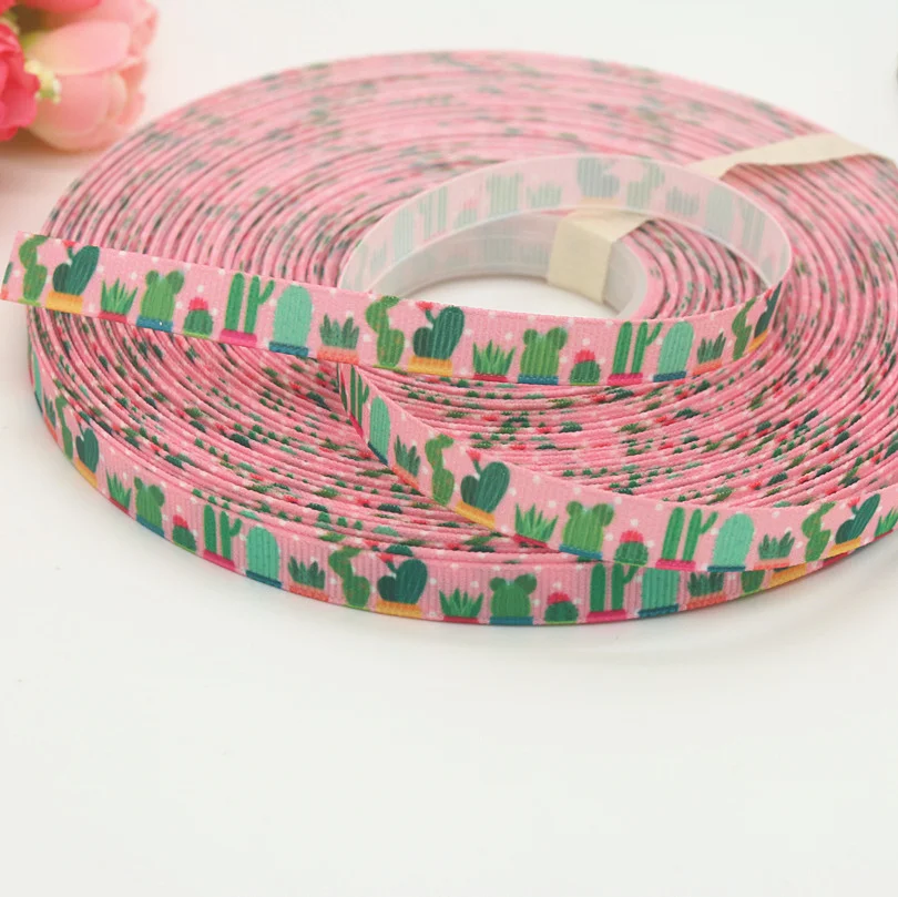 Duwes 3/8 '' кактус печатная корсажная лента hairbow головные уборы украшение партии DIY 9 мм d643