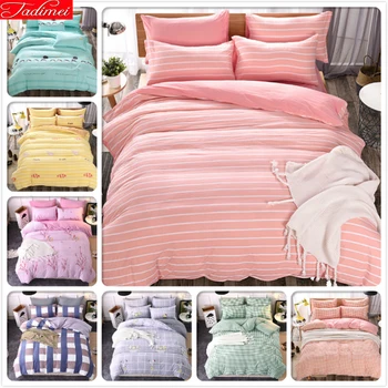 

Pink Stripe Girl Kids Bedlinen 3/4 pcs Bedding Set 1.5m 1.8m 2m 2.2m Bedsheet King Queen Twin Double Size Duvet Cover Bedclothes