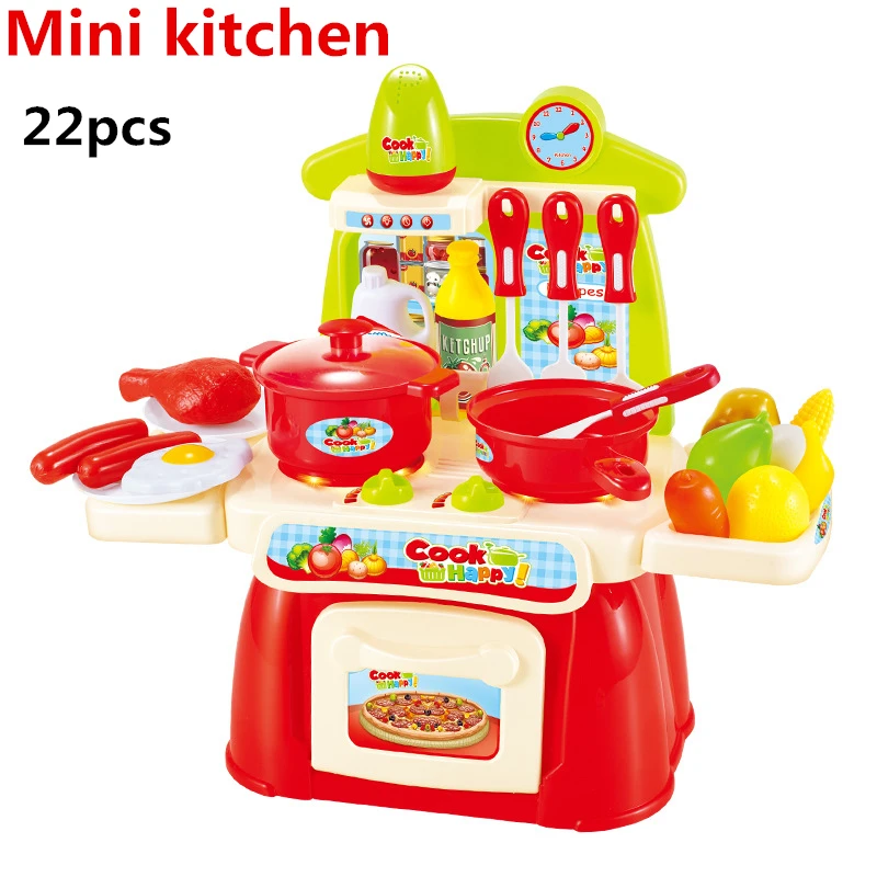 

22pcs/set Hot sale plastic miniature kitchen cuisine tableware children educational games kitchen for girls accessories set