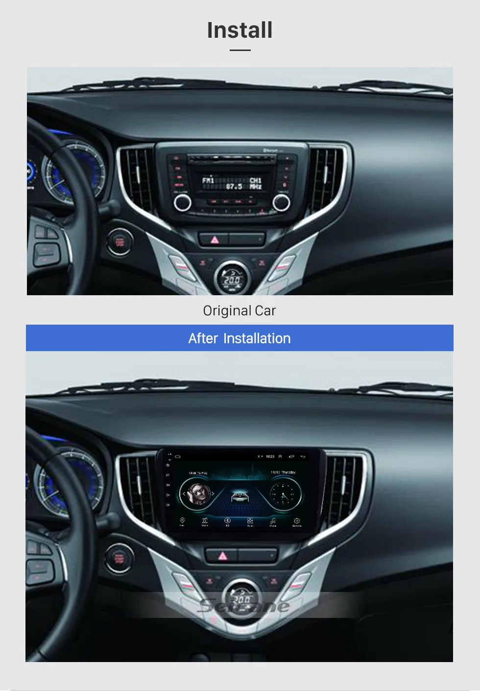 Seicane Android 8,1 " Wifi автомобильное головное устройство с радио аудио GPS; Мультимедийный проигрыватель для Suzuki Baleno поддержка управления рулем