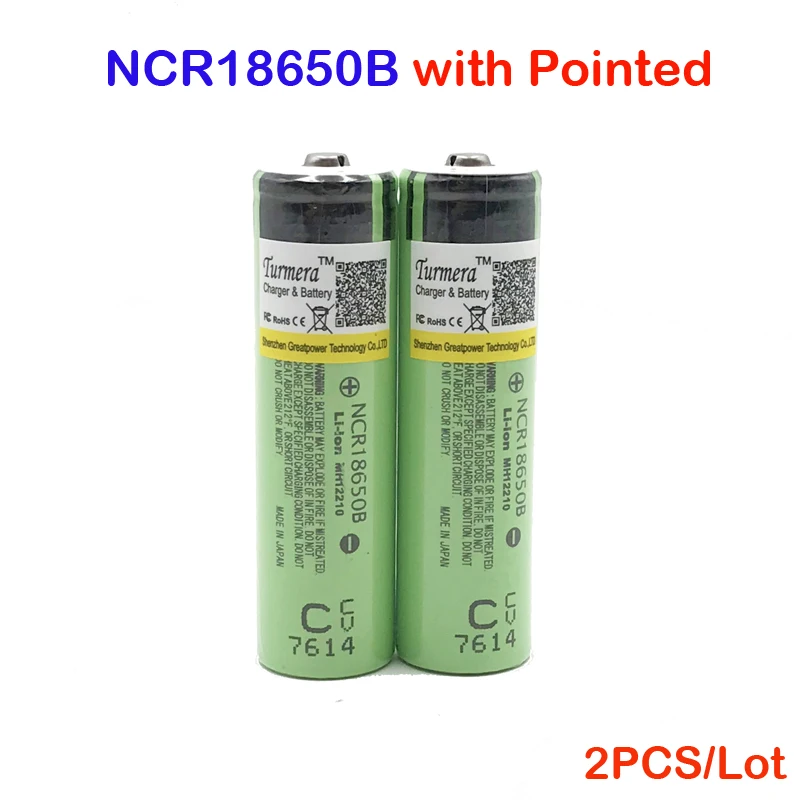 

18650 ncr18650b 18650 3400mah battery ncr18650b ncr 18650b with Pointed no PCB 2PC