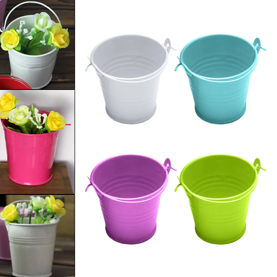 

Mini Flower Pot Metal Barrel Plant Succulent Plant Flowerpot Wall Vertical Hanging Bucket Iron Holder Basket