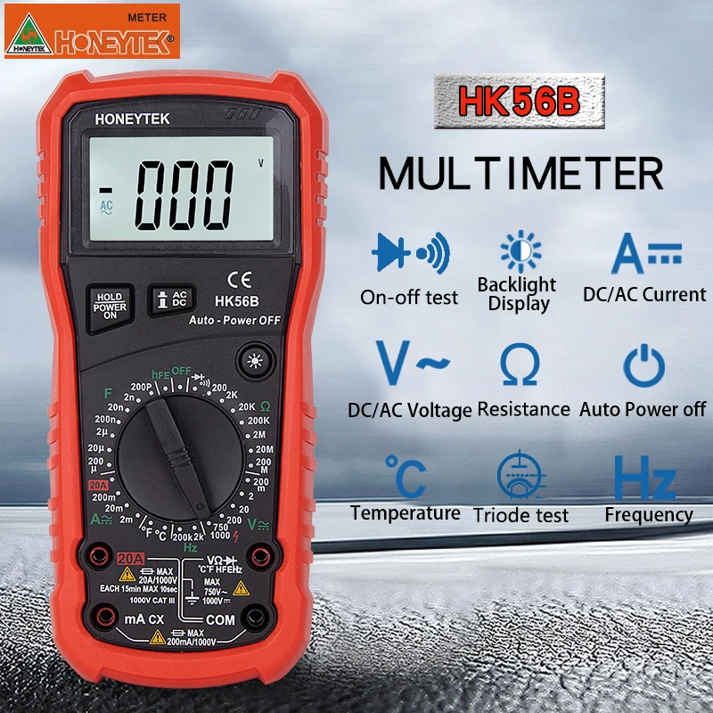 HONEYTEK HK68A мультиметр-тестер 4000 Количество истинных RMS цифровой мультиметр авто Питание USB интерфейс AC DC напряжение тока