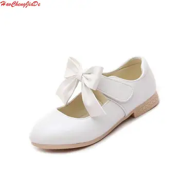 

New Girls Princess Shoes Children Fashion Big Bow Single Shoes Kids Spring Cute PU Leather Shoes Pink White Child Female Shoes