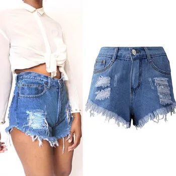 

NiceMix Denim Shorts New Arrival 2019 Women's Fashion Brand Vintage Tassel Ripped Loose High Waist Shorts Punk Sexy Short Jeans