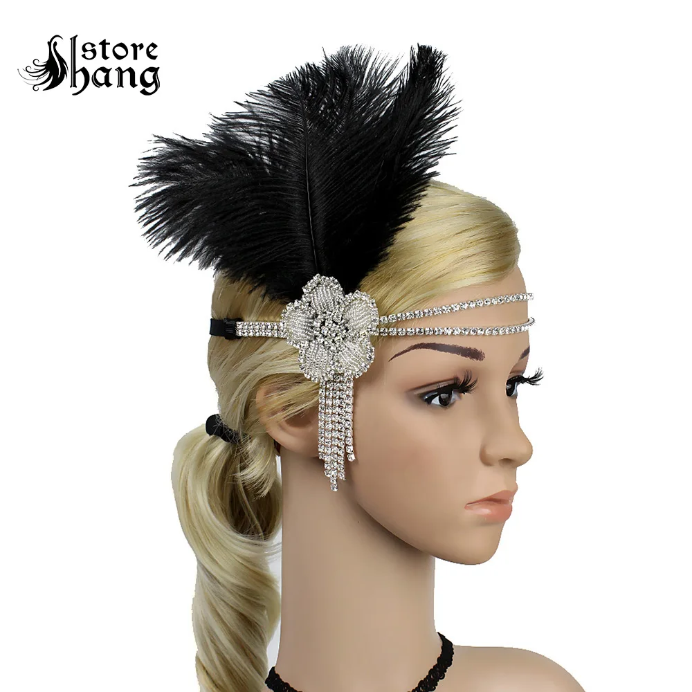 Great Gatsby Flapper головная повязка Элегантный Кристалл горный хрусталь цветок