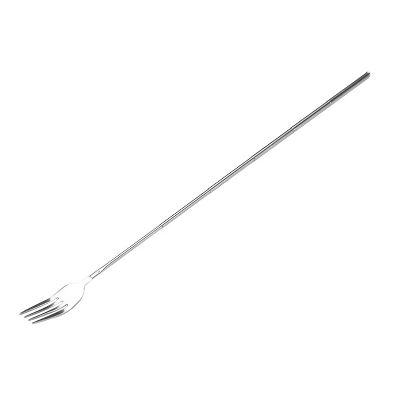 

1Pc Stainless Steel Extendable Telescopic Long Handle Fork Cutlery Food Dinner Extends Dining Tableware Kit