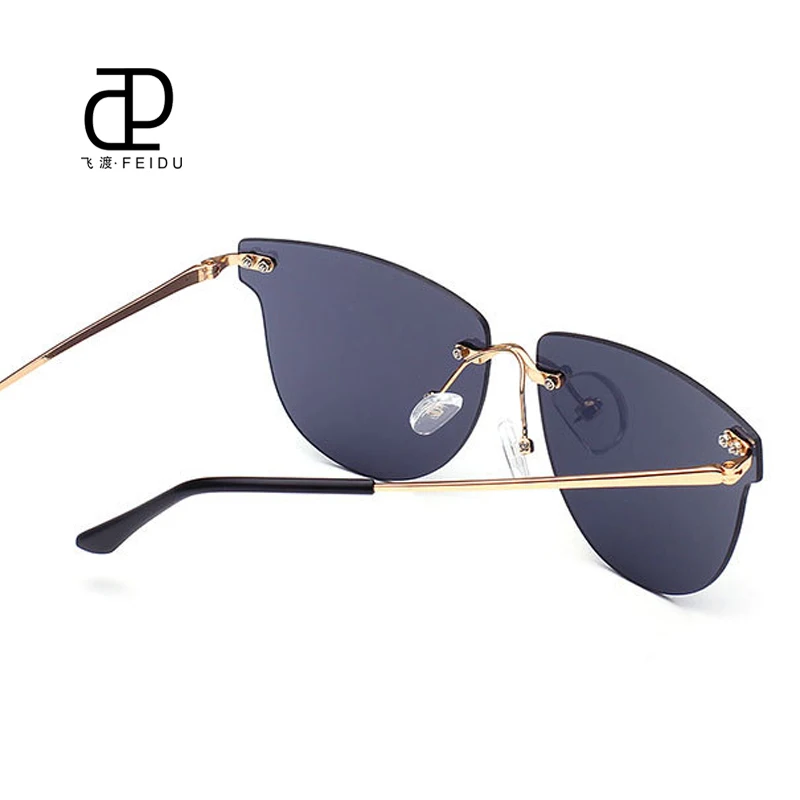FEIDU/ модные интегрированные солнцезащитные очки без оправы из сплава для женщин и мужчин, брендовые дизайнерские солнцезащитные очки с плоским зеркалом для женщин, Oculos De Sol