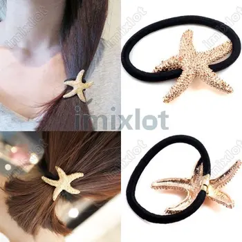 

Sea Star Starfish Metal Hair Ponytail Elastic Holder Hair Cuff Band Headband Wholesale 24PCS Free