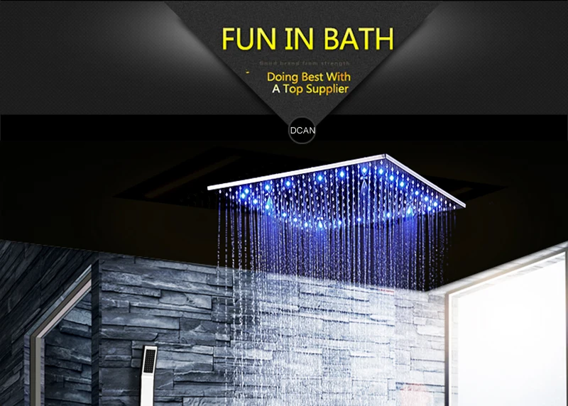 Bathroom  LED Shower Set 20 Embedded Box Ceiling Rain Shower Sets Rainfall 3 Jets Concealed SUS304 Panel Bath & Shower Faucets (12)