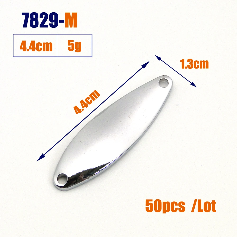Tomic 50 шт., 3 г, 5 г, Неокрашенная рыболовная приманка, микро литье, качество, сделай сам, форель, щука, бас, пустая металлическая ложка, волнистый Спиннер, приманка - Цвет: 5g--50pcs