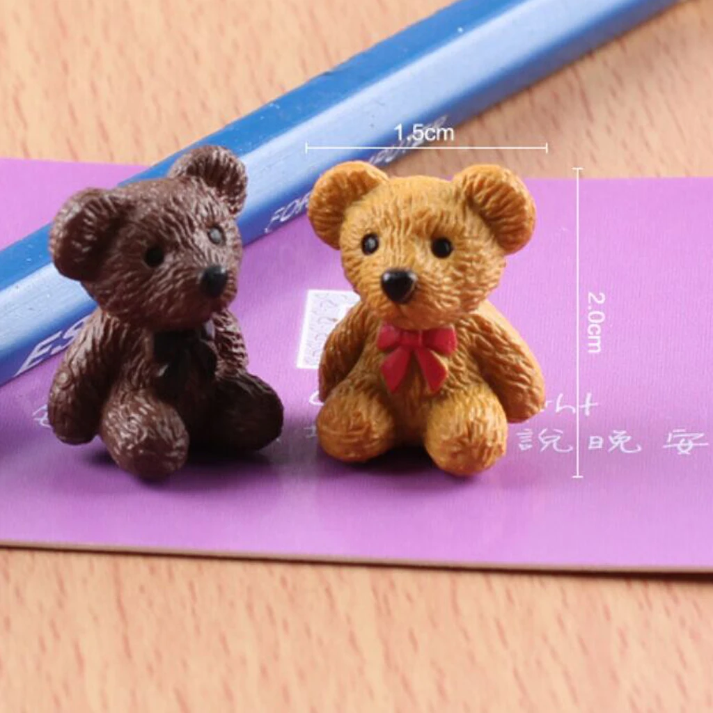 Pack of 10 Resin Generic Miniature Fairy Garden Micro Landscape Mini Dollhouse Bonsai Bear Garden Statues Gardening Decoration