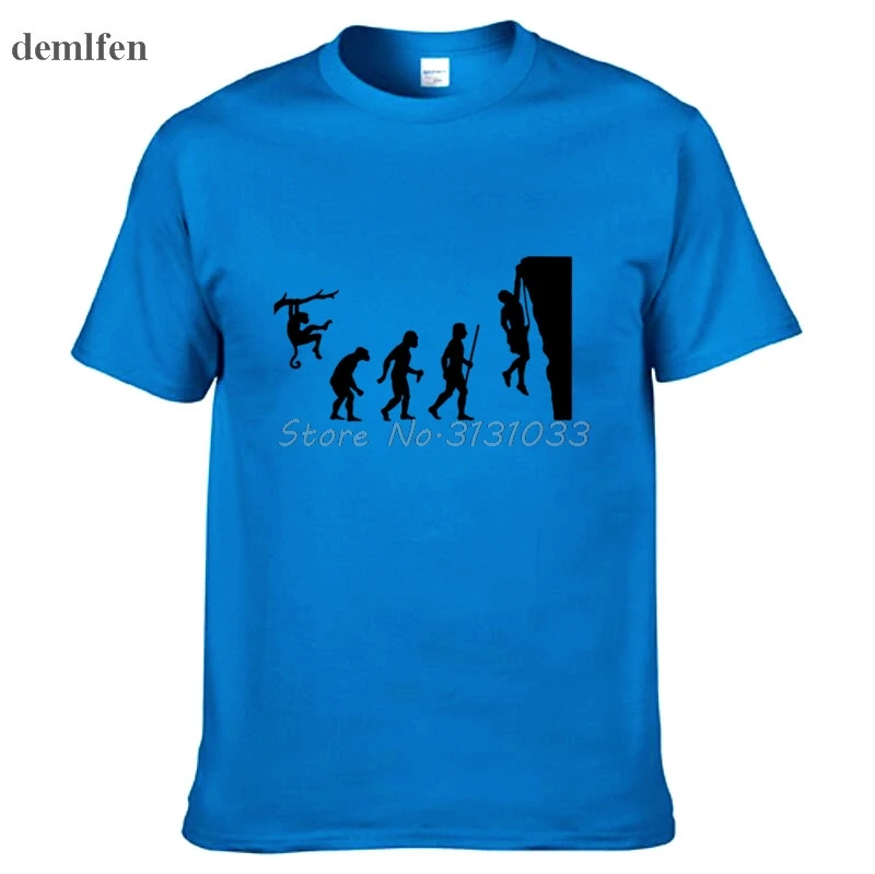 Новая забавная футболка «Эволюция человека и скалолазания», мужская повседневная хлопковая футболка, летняя модная футболка в стиле хип-хоп, топы - Цвет: Army green