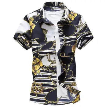 

Casual Flower Summer Mens Dress Shirts Short sleeve Floral Blouse Men Fashion Hawaiian Shirt Men's Clothes