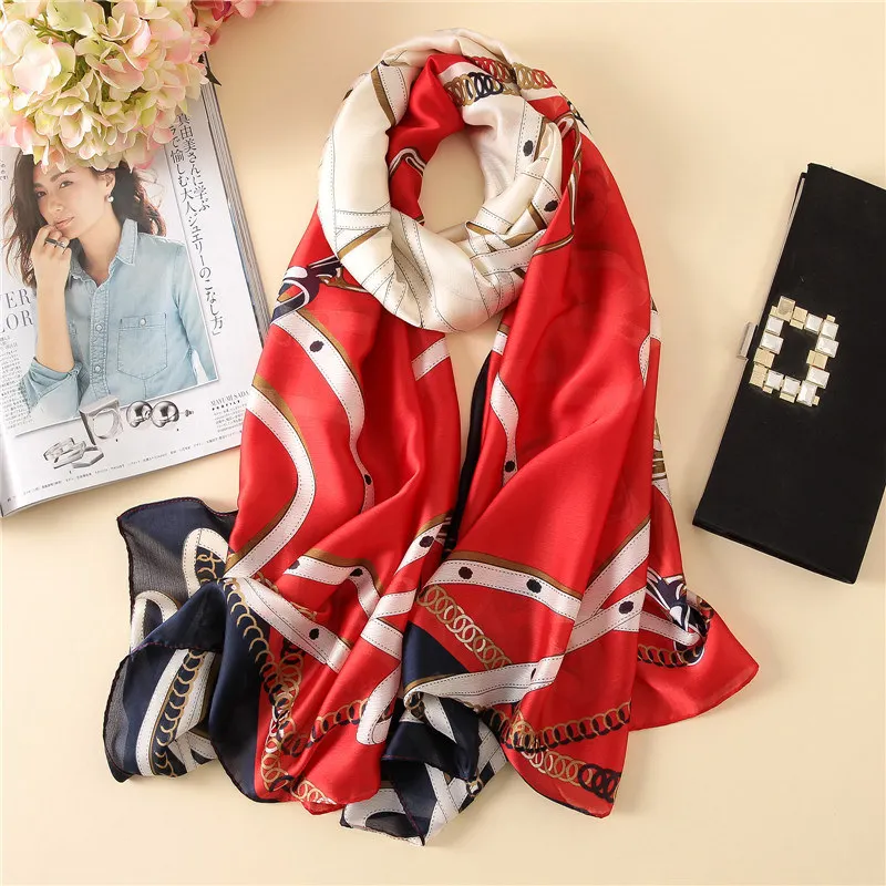 

hot new women fashion quality soft silk scarf Peacock feather printing scarves female shawls Beach cover-ups wraps silk bandana