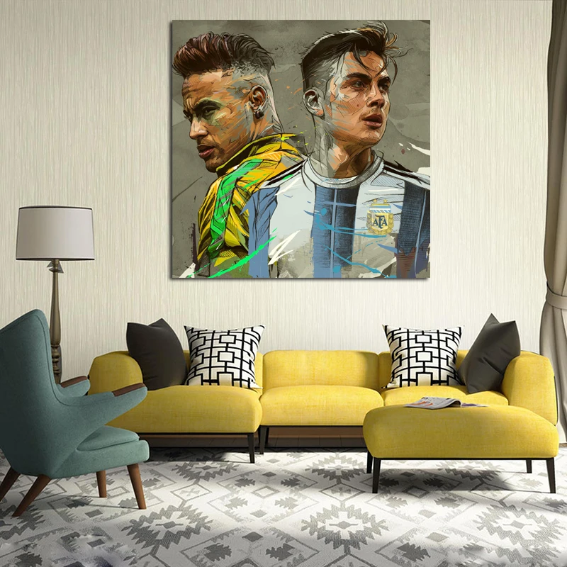 Neymar And Dybala Brazil Vs Argentine Canvas Posters And Prints Canvas Painting Oil Wall Pictures For Office Bedroom Home Decor