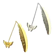 Медное перо светящаяся большая бабочка светящаяся Закладка Ретро Чистый медный флуоресцентный перо Посеребренная Закладка маленькое украшение