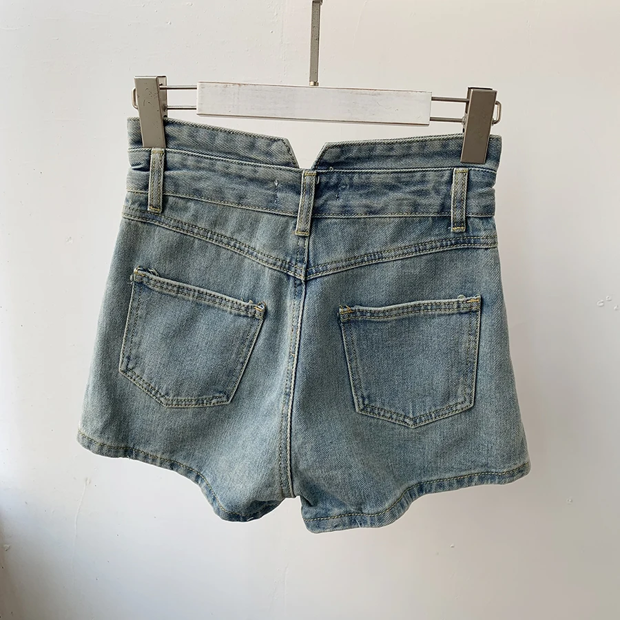 New slim slimming retro old casual tight-fitting wild high waist denim shorts women