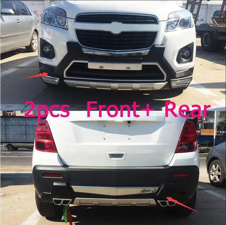 

Quality case For Chevrolet TRAX 2014-2016 Front+ Rear Bumper Diffuser Bumpers Lip Protector Guard skid plate Chrome finish