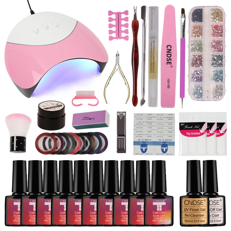 

Nail Set Dryer 36W Nail Set UV LED Light And UV Gel Varnish Polish Top Base Jacket Manicure Tool 10 Color Nail Polish Nail Cover