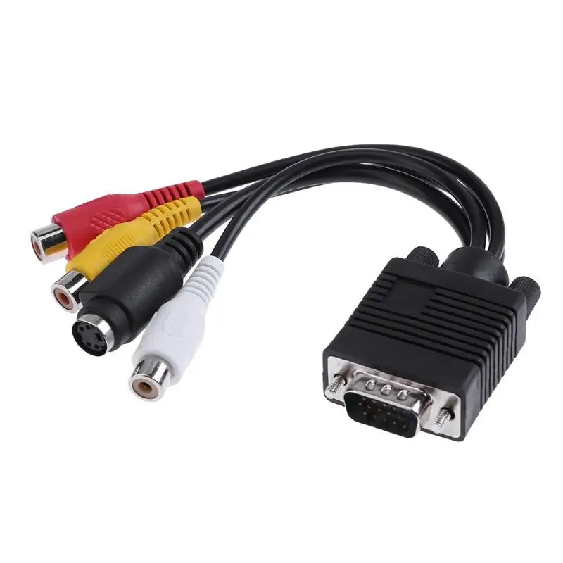 VGA to S Video 3RCA TV AV Out Converter Cable Adapter Connector Male to ...