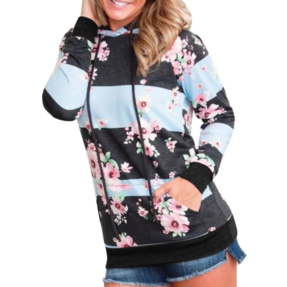 

Women's Hooded Coat Winter and Autumn Fashion Printed Flower Hoodie
