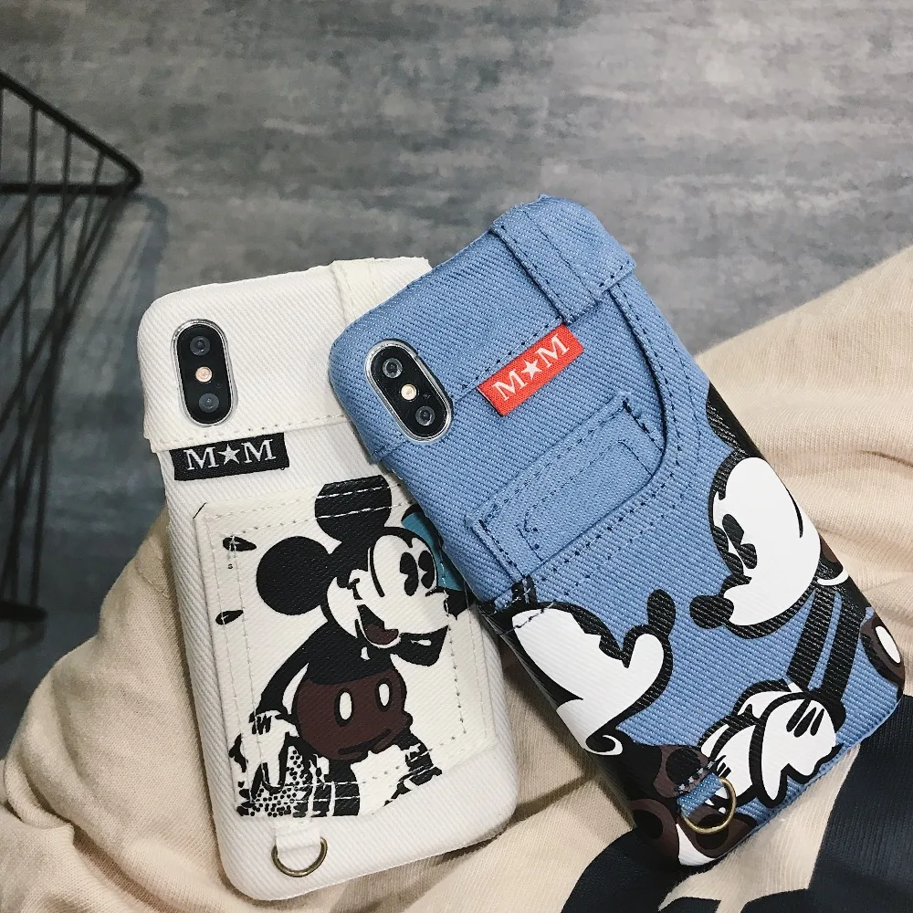 Мультфильм Роскошные из искусственной кожи с Микки Маусом чехол для iPhone Xs XSMAX XR 6 6s