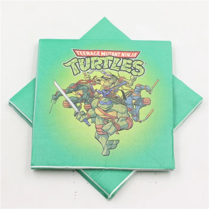 

20pcs/lot Lego teenage ninja turtles theme boys birthday decor paper napkins/tissues/towels/wipes baby shower favors